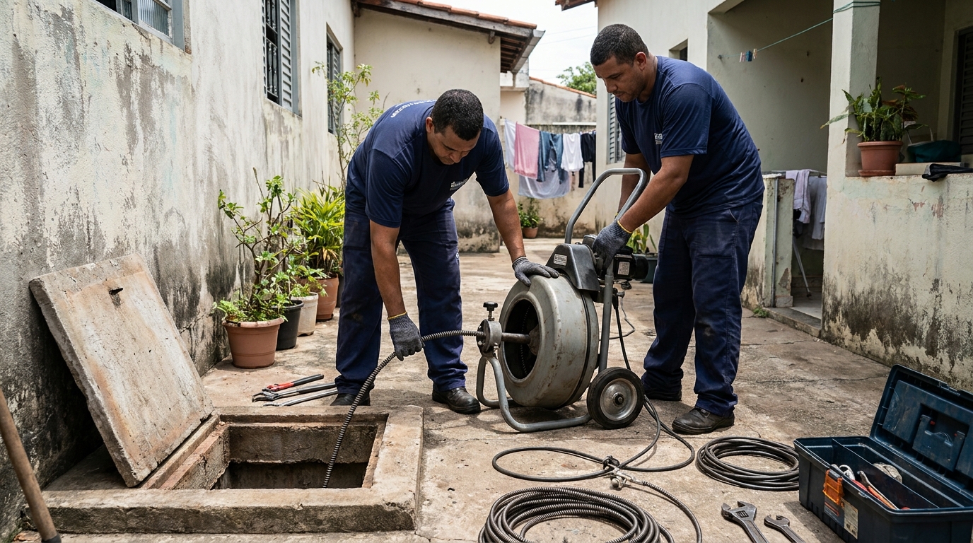 Desentupimento de rede de esgoto em Patos de Minas‑MG